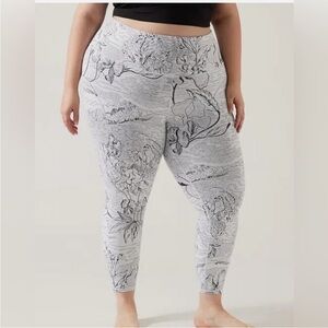 Athleta Black, Gray, and White Floral Elation Jacquard 7/8 Leggings Size 2x NWOT